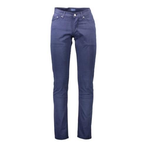 Blauwe Katoenen Jeans Broek, 5-Pocket Broek Gant , Blue , Heren