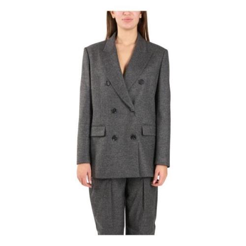 Wollen double-breasted jas micro ruitpatroon Pinko , Gray , Dames