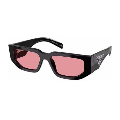 Stijlvolle zonnebril met zwart montuur en roze glazen Prada , Black , ...