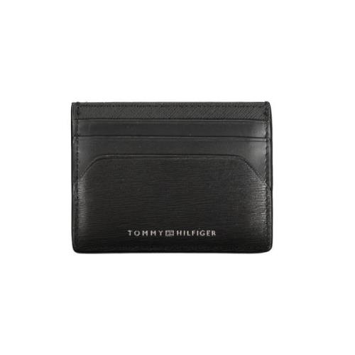 Zwarte Leren Portemonnee | To-32181 Tommy Hilfiger , Black , Heren