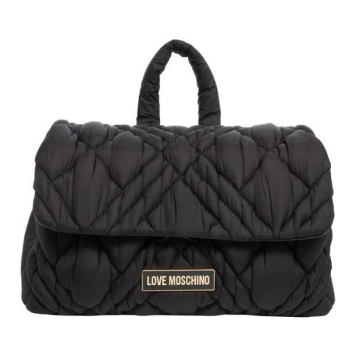 Stijlvolle Puff Rugzak met Magneetsluiting Love Moschino , Black , Dam...