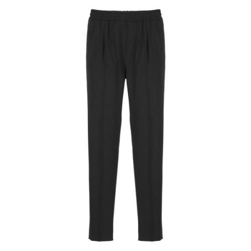 Zwarte Wol Elastische Taille Broek Ermenegildo Zegna , Black , Heren