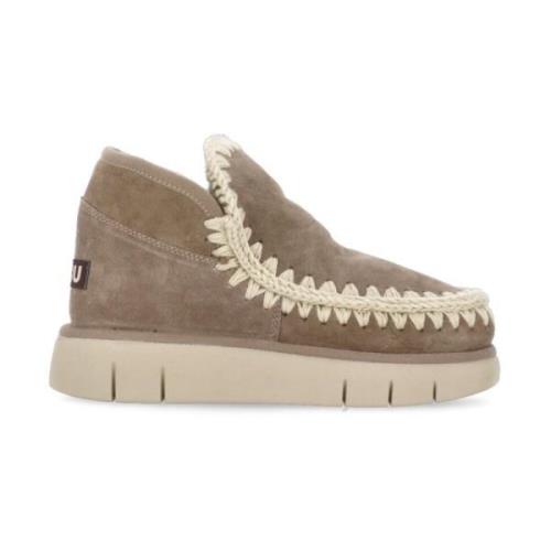 Bruine Shearling Winterlaarzen Ronde Neus Mou , Brown , Dames