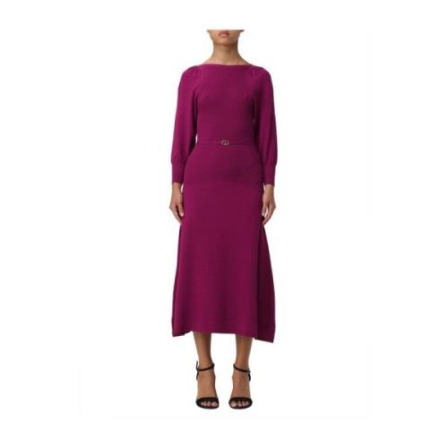 Geribbelde lange jurk in paars Twinset , Purple , Dames