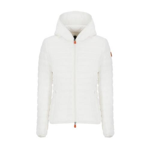 Witte Gewatteerde Hoodie Jas Save The Duck , White , Dames