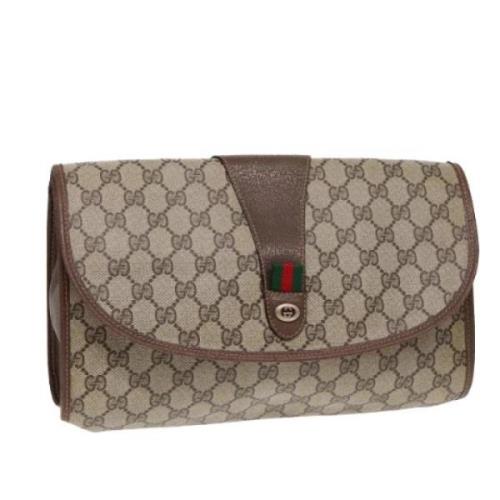 Pre-owned Leather clutches Gucci Vintage , Beige , Dames