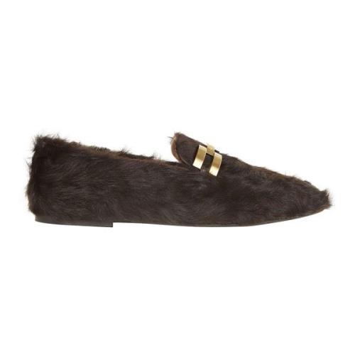 Espresso Furry Mocassin Schoenen Aquazzura , Brown , Dames