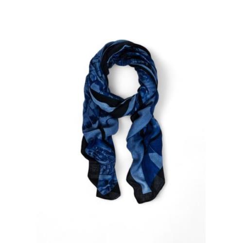 Blauwe Bedrukte Sjaal Herfst/Winter Vrouwen Desigual , Blue , Dames