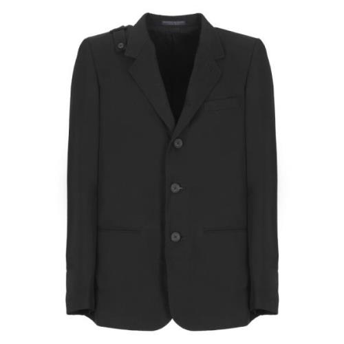 Zwarte Wollen Jas Peak Revers Yohji Yamamoto , Black , Heren