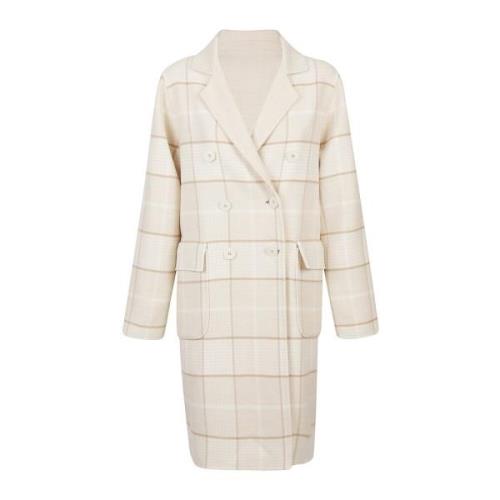 Dubbel Check Wollen Jas Eleventy , Beige , Dames