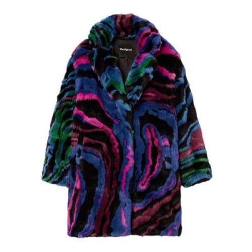 Zwarte Lange Mouw Reverskraag Jas Desigual , Multicolor , Dames