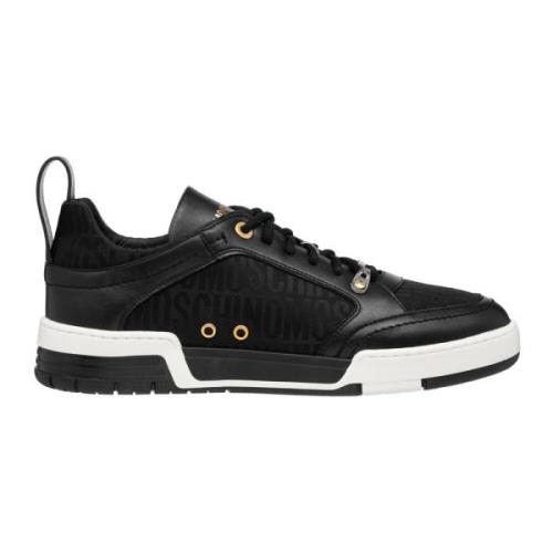 Logo Patroon Veterschoenen Moschino , Black , Heren