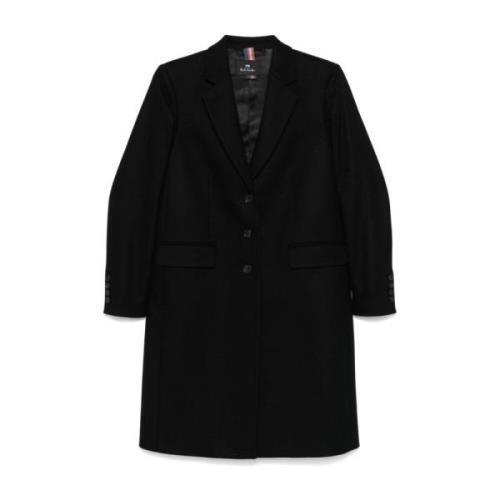 Zwarte Wollen Jas met Revers Paul Smith , Black , Dames