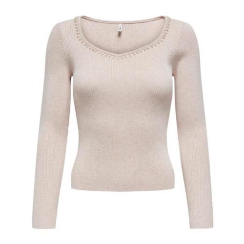 Beige Knitwear met Sweetheart Neckline Only , Beige , Dames