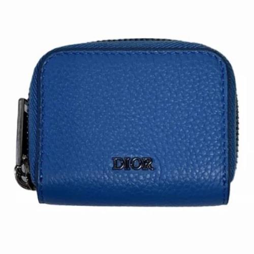 Pre-owned Leather wallets Dior Vintage , Blue , Dames