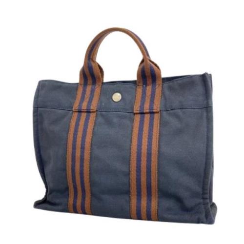 Pre-owned Canvas handbags Hermès Vintage , Blue , Dames