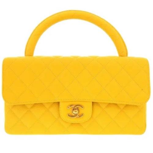 Pre-owned Leather chanel-bags Chanel Vintage , Yellow , Dames