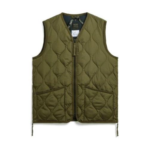 Militaire Zip-Up V-Hals Vest Taion , Green , Heren