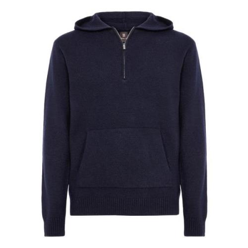 Cashmere Blend Hoodie Boggi Milano , Blue , Heren