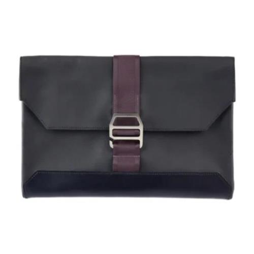 Pre-owned Leather clutches Hermès Vintage , Black , Dames