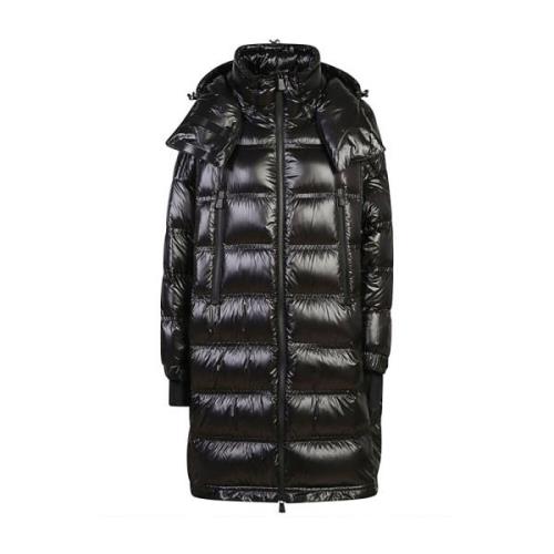 Zwarte gewatteerde jas met ritssluiting Moncler , Black , Dames