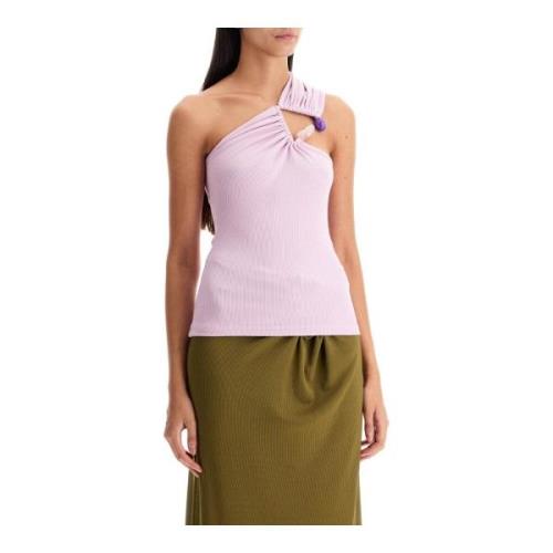 Steenversierde one-shoulder top Christopher Esber , Pink , Dames