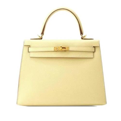 Pre-owned Leather handbags Hermès Vintage , Yellow , Dames