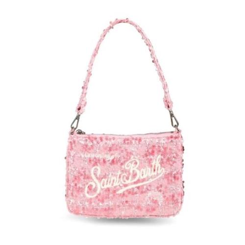 Roze Parisienne Mini Schoudertas met Strass MC2 Saint Barth , Pink , D...