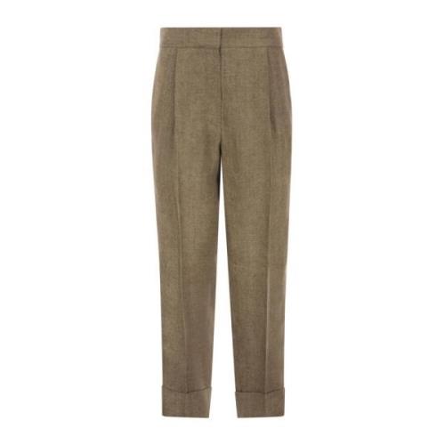 Slim-Fit Linnen Broek Brunello Cucinelli , Beige , Dames