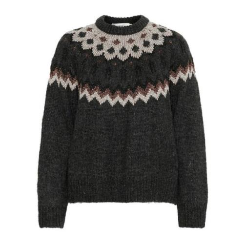 Fair Isle Pullover Trui Donkergrijs InWear , Gray , Dames