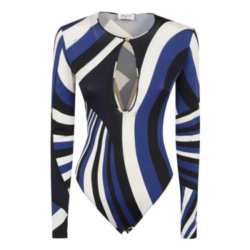 Navy Jersey Satin Bodysuit Emilio Pucci , Blue , Dames