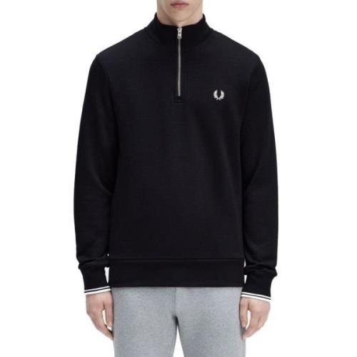 Half Zip Sweater Zwart Katoen Fred Perry , Black , Heren