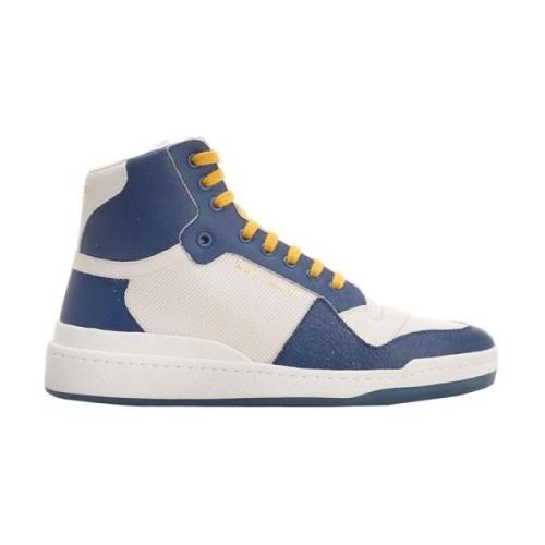 Hoge Sneakers met Iconisch Logo Saint Laurent , Blue , Heren