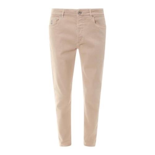 Beige Broek met Metalen Knopen Brunello Cucinelli , Beige , Heren