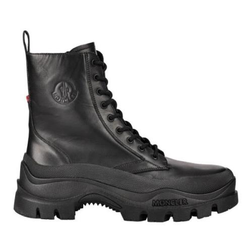 Italiaanse Leren Enkellaarzen Moncler , Black , Heren