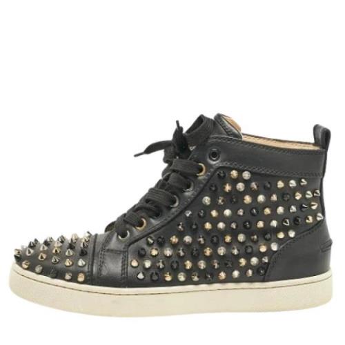 Pre-owned Leather sneakers Christian Louboutin Pre-owned , Black , Dam...