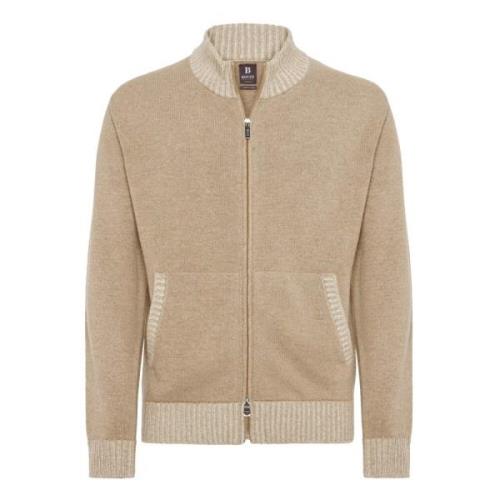 Cashmere Blend Full-Zip Jumper Boggi Milano , Beige , Heren