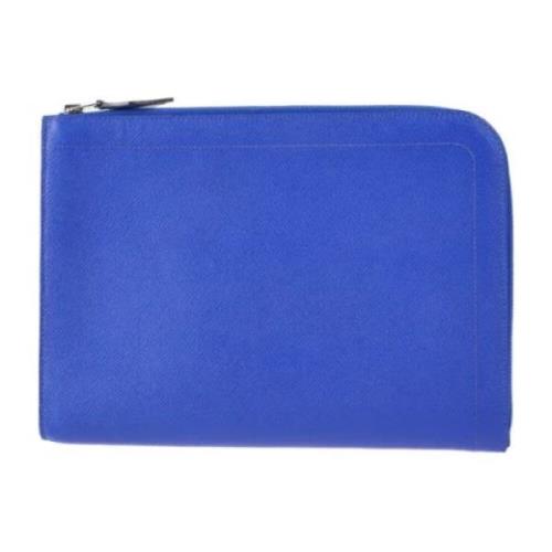 Pre-owned Leather clutches Hermès Vintage , Blue , Dames