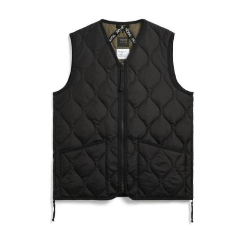 Militaire Zip-Up V-Hals Vest Taion , Black , Heren