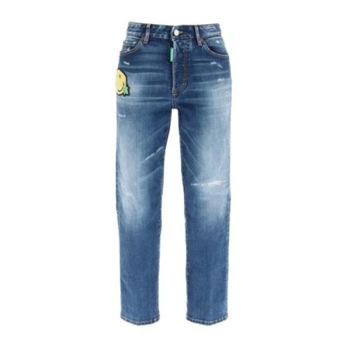 Blauwe Distressed Boston Jeans Dsquared2 , Blue , Dames