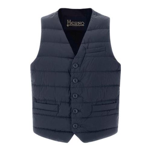 Lichtgewicht mouwloos gewatteerd vest met knopen Herno , Blue , Heren