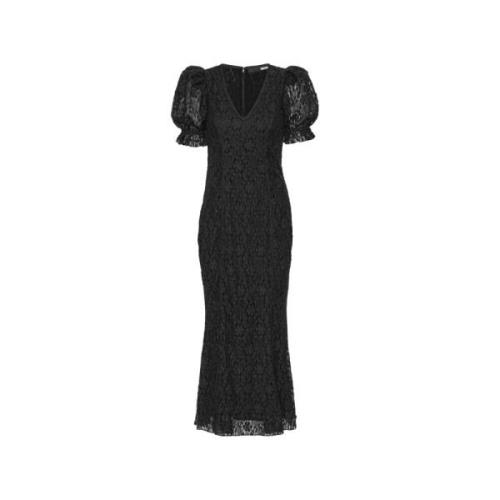 Zwarte Kant Pofmouw Maxi Jurk Rotate Birger Christensen , Black , Dame...