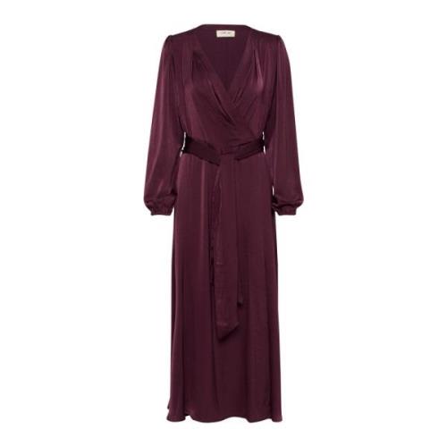 Elegante Gedrapeerde Jurk in Winetasting Cream , Purple , Dames