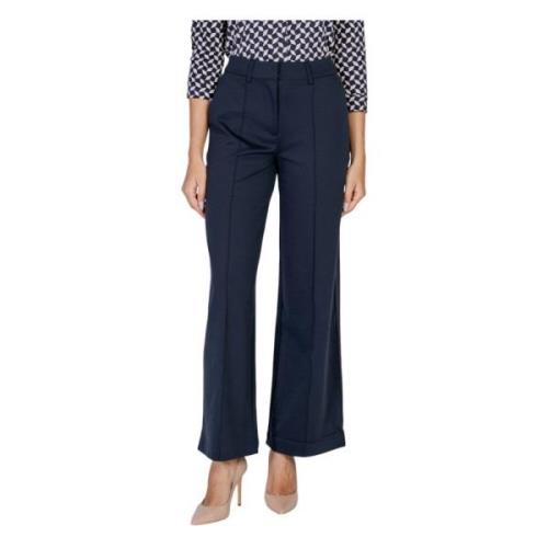 Blauwe effen broek met ritssluiting Ichi , Blue , Dames