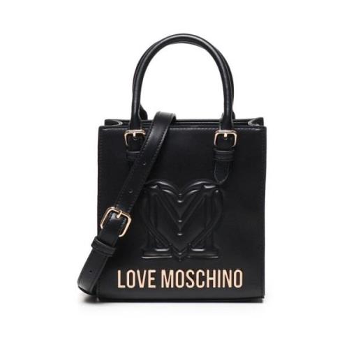 Zwarte Rechthoekige Tas met Handvatten Love Moschino , Black , Dames