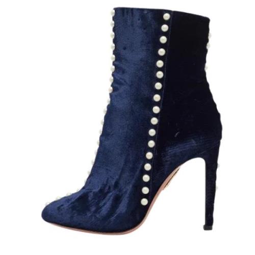 Pre-owned Velvet boots Aquazzura Pre-owned , Blue , Dames