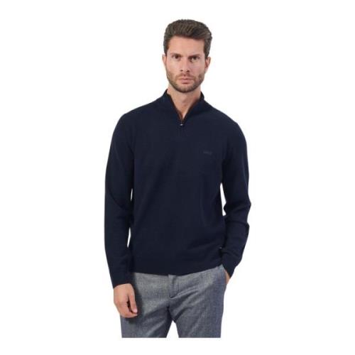 Blauwe Wol Zip Trui Hugo Boss , Blue , Heren