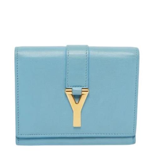 Pre-owned Leather wallets Yves Saint Laurent Vintage , Blue , Dames