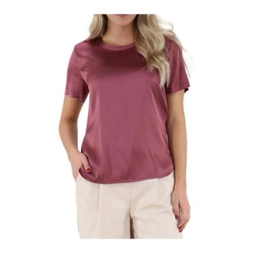 Glanzende T-shirt met onderkant spleten Liu Jo , Pink , Dames