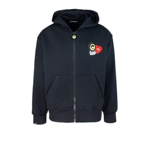 Zwarte hoodie met voor- en achterprint Barrow , Black , Heren